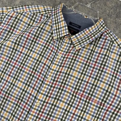Saddlebred Men’s Long Sleeve Button Front Shirt Yellow Green Blue Red Plaid 3XLT - Image 1 of 4