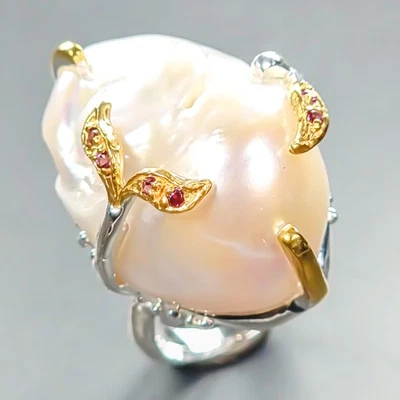 Jewellery Natural Baroque Pearl Ring 925 Sterling Silver Size 7.5 /R440046 - Image 1 of 4
