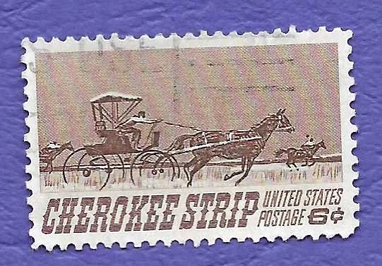 TIMBRE ETATS UNIS, USA, 1968, CHERKEE STRIP, CHEVAUX OBLITÉRÉ - Photo 1/1