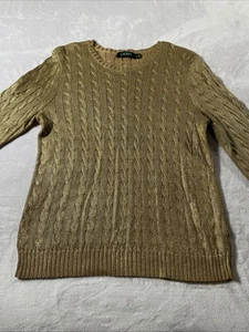 Suéter Lauren Ralph Lauren Mujer Grande Dorado Metálico Usado en Excelente Condición - Imagen 1 de 14