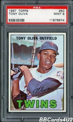 1967 Topps #50 Tony Oliva Hof! PSA 9 Perfeito Apenas TRÊS Superior! Gêmeos - Imagem 1 de 2
