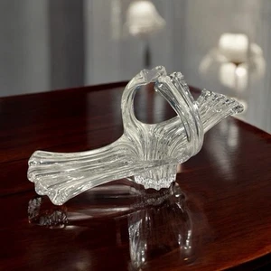French Mid Century Art Deco Vannes Crystal Winged Centerpiece Vase Bowl France - Picture 1 of 10