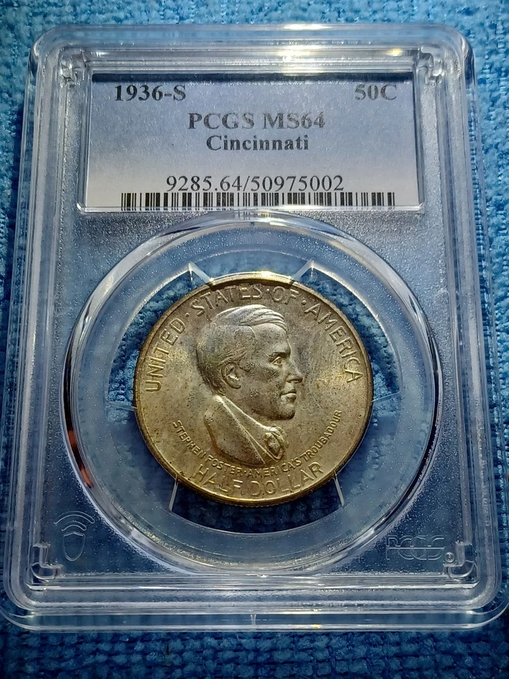 1936 S Cincinnati Commemorative Half Dollar PCGS MS64 Solid Original Luster - Image 1 of 4