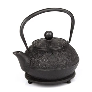 6Piece Set Black Japanese Cast Iron Teapot 30 oz 900 ml with 4 Tea Cups 2 oz ea - Picture 1 of 5