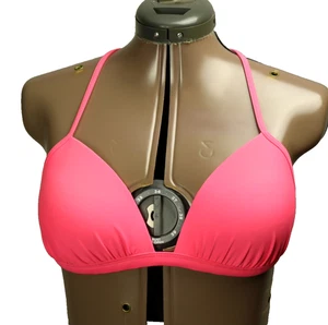 Aerie Perky Triangle Bikini Swim Top Racerback Tie Stretch Hot Pink L - Picture 1 of 16