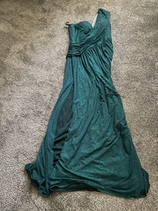 JVN By Jovani Green Dress One Shoulder Long Dress Size 14 - Picture 1 of 4