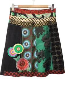 Desigual Multicoloured Patchwork A-Line Skirt Size 34 - Picture 1 of 10