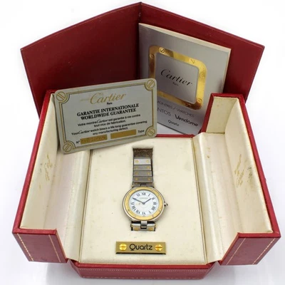 Vintage Cartier Santos Vendome Stainless 18k Gold 32mm 7in Wristwatch WB3447-2 - image 1 of 4