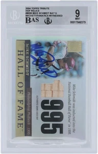 Mike Schmidt Phillies Signed '04 Topps Tribute Hall of Fame TR-MSB BAS 9/10 Card - Picture 1 of 4