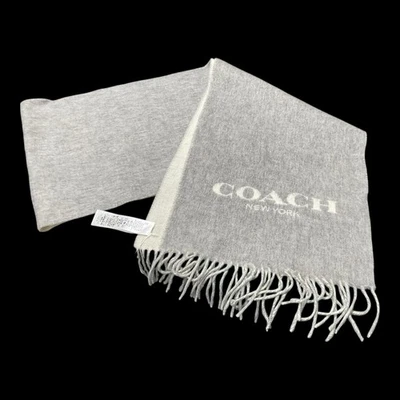 Bufanda Coach Logo Coach Gris/Blanco Flecos Lana/Cachemira F56209 Envoltura Diseñador  Foto 1 de 4