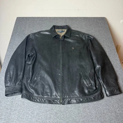 De Colección Polo Ralph Lauren Hombres Mantequilla Cuero Suave Chaqueta de Bombardero Pony XL Fotos*** Foto 1 de 4