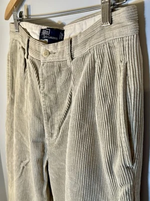 VTG 90s /Y2K Polo Ralph Lauren Andrew Corduroy Pants Pleated Cuffed Baggy 31x27 - Image 1 of 4