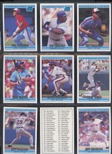 1992 Donruss Baseball base cards, # 2 to # 396, with dot after INC, U-PICK, RB1