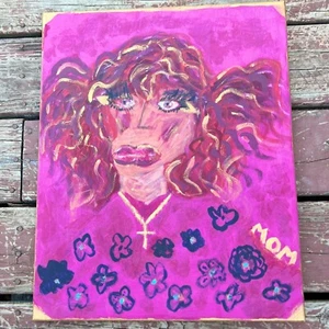 PAINTING Original Artist Acrylic Mixed Media Woman Canvas Pop Art Christmas Gift - Picture 1 of 5