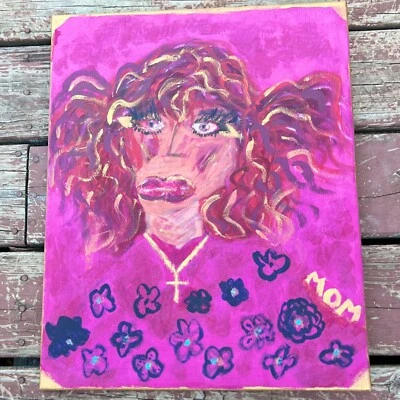 PINTURA Artista Original Acrílico Medios Mixtos Mujer Lienzo Arte Pop Regalo de Navidad Foto 1 de 4