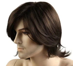 Men's man Wig Natural Hair Short Black Brown Cosplay Anime Christmas Wigs - Picture 1 of 1