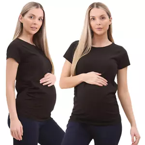 Maternity Top T-Shirt Pregnancy Clothing Cotton Black Ladies T-Shirt Size 10-20 - Picture 1 of 5