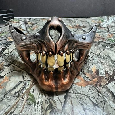 Dopest Skull Steampunk Bottom Half Face Unisex Masquerade Mask Bronze and Silver - Image 1 of 4