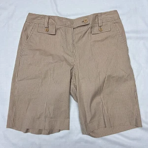 Talbots Shorts Womens Size 10P Brown Striped Cotton Stretch Chinos 10” Inseam - Picture 1 of 7