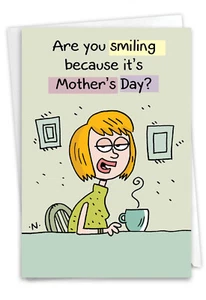 1 Funny Mother's Day Card with Envelope - Mother's Day Smile C3627MDG - Picture 1 of 6