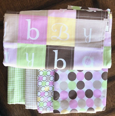 6 Yd Coordinated Fabrics Baby Quilt Throw & Backing 100% Cotton Gingham Dots - Image 1 of 4