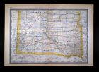 Carte ferroviaire McNally 1881 Dakota du Sud Fort Pierre Rapid City Deadwood scène Rts