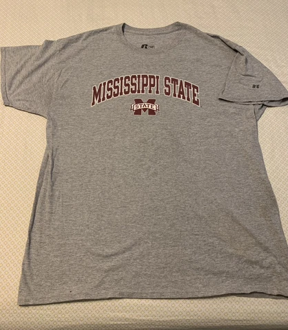 Mississippi State Bulldogs T-shirt Size XL (46-48) Russell Athletic Gray Cover