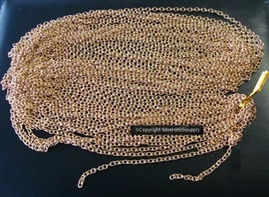 32' Jewelry Chain fine link rose gold pl cable curb 3.5mm 11 links " 1/8" PCH005 - Picture 1 of 3