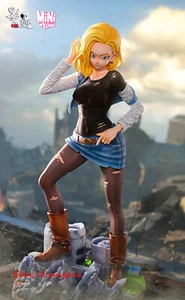 Statua statuina 30 cm dim model studio Android 18 figure resina nuova in magazzino - Foto 1 di 6