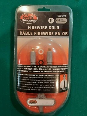 GEEK SQUAD FIREWIRE GOLD IEEE 1394 4PIN 400 6' CABLE SEALED NEW - Image 1 of 2