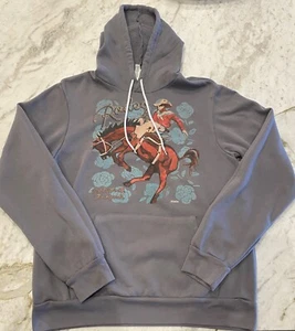 Bella + Canvas Fleece Pullover Hoodie Women's Size Large Grey Rodeo Cowboy - Picture 1 of 6