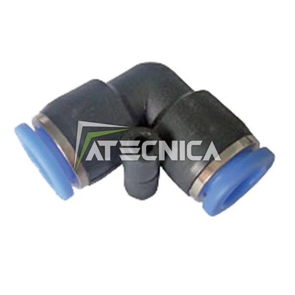 Raccordo curva con innesto rapido a L Atecnica 809 2 vie D8 per tubo aria 8 mm