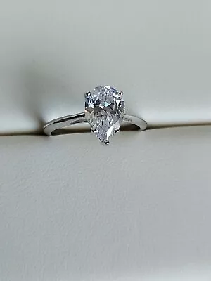2.0CT Pear Cut Lab-Created Diamond Women's Engagement Ring 14K White Gold Plated - Image 1 of 4