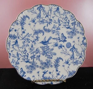 Platos de ensalada Graces Teaware Hummingbird 9" NUEVO juego de borde dorado pájaro azul/2 - Imagen 1 de 4