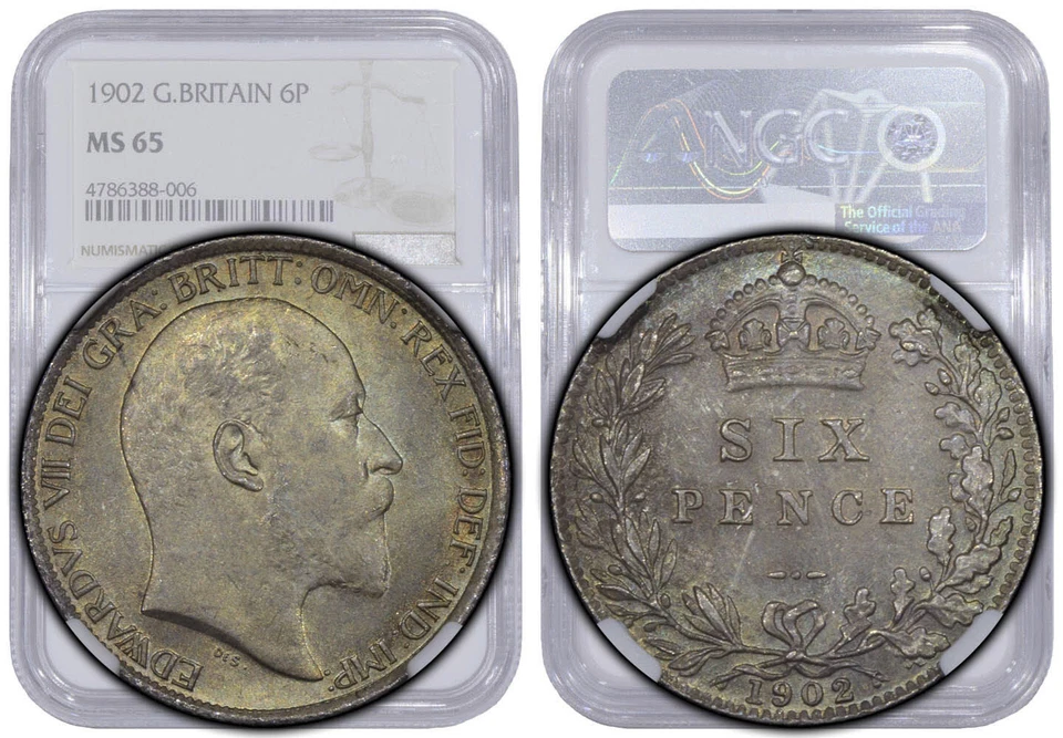 Great Britain, Edward VII, Sixpence 1902, nicely toned, NGC MS 65 - Image 1 of 4