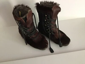 Hochland Lace Up Fur Boots Made In Germany - Picture 1 of 9