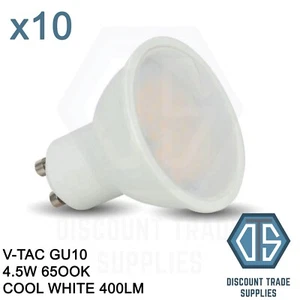 10x V-TAC 4.5W 400lm LED GU10 Spotlight Samsung Chip Cool White 6500K - Picture 1 of 1
