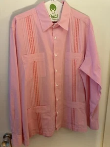 Dos Carolinas Guayabera Men’s BIG & TALL Button Up 2XL Big Pink Pleated Gingham - Picture 1 of 4