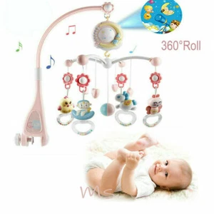 Rattle Crib Bed Mobile Bell Star Night Light Nursery Decor Spinning Baby Toy USA - Picture 1 of 11
