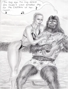 art work original pencil drawing 11 x 7  The Skunk Ape of Florida. - Bild 1 von 1