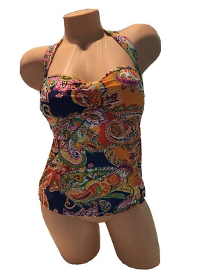 Chaps Ralph Lauren Tankini Women Paisley Mix Color Halter NWT $44 Size 8 - Image 1 of 2