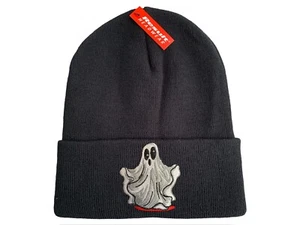 Cappello berretto nero ricamato fantasma Halloween. Spettrale, spaventoso. Dolcetto o scherzetto - Foto 1 di 2