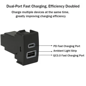 For Mazda RX8 04-08 Convert Dual USB PD QC3.0 Port Quick Charging Phone Charger - Picture 1 of 10