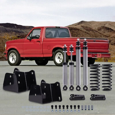 Kit de descenso de 3"/4" grilletes + perchas + amortiguadores para Ford F100 F150 1973-79 Foto 1 de 4