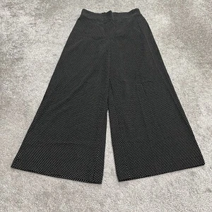 Adrianna Papell Wide Leg palazzo pants Womens 12 Black polka Dot Elastic 28x27 - Picture 1 of 10