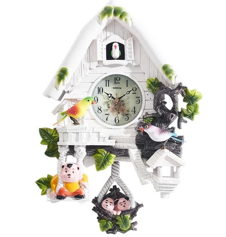 Cuckoo Wall Clock Vintage Antique Resin Hanging Clock Home Living Room Decor Cover
