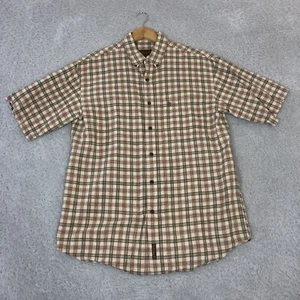 Timberland Weathergear Shirt Mens M Plaid Check Button Down Linen Blend Outdoors - Picture 1 of 18