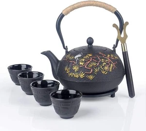 Juego de tazas tetera japonesa de hierro fundido Kendal de 7 piezas 40 oz con infusor y remache - Imagen 1 de 9