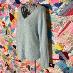 Vintage 90s y2k sweater Angora light blue pearl | S M | 1990s Andrea Viccaro - Picture 1 of 3