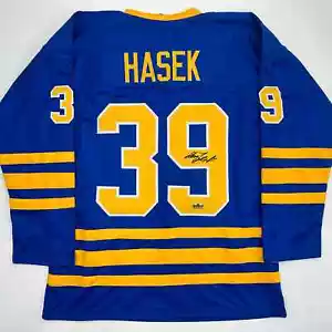 Facsimile Autographed Dominik Hasek Buffalo Blue Reprint Jersey Size Men's XL - Picture 1 of 4